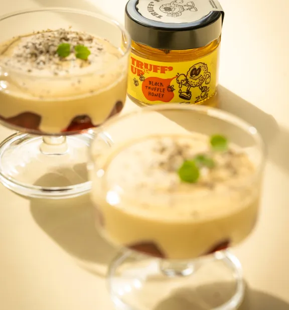 Krieken met truffelsabayon